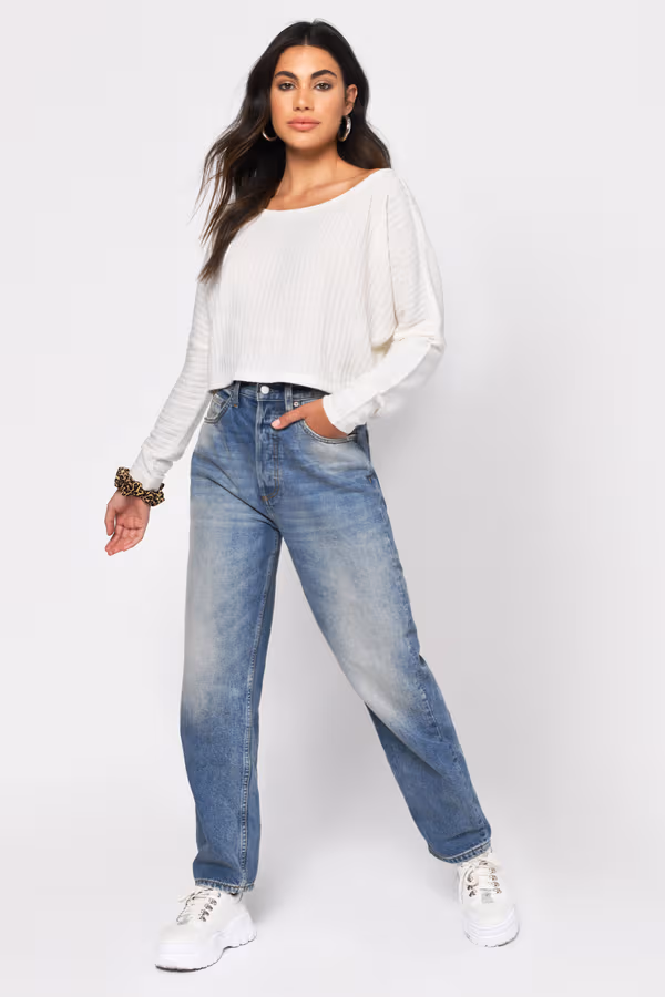 What Lovers Do Ribbed Top - White