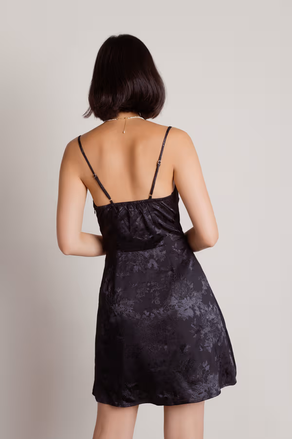 Sabrina Floral Skater Mini Dress - Black