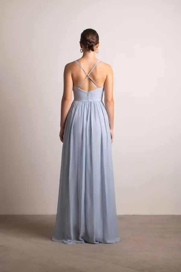 All I Ever Need Deep V High Slit Maxi Dress - Burgundy