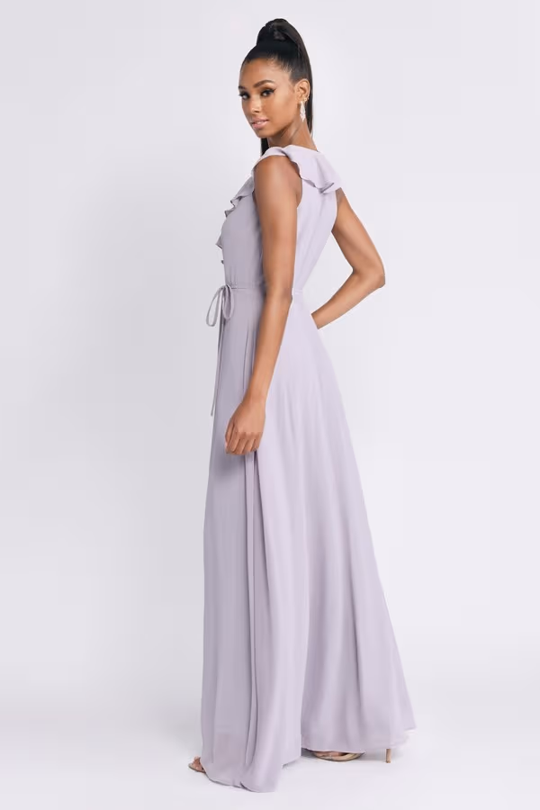 Treasure Me Plunging High Slit Maxi Dress - Lilac