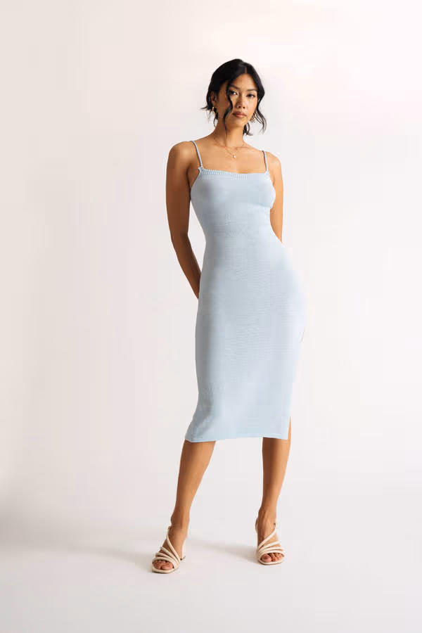 Island Sun Open Back High Slit Midi Dress - Blue