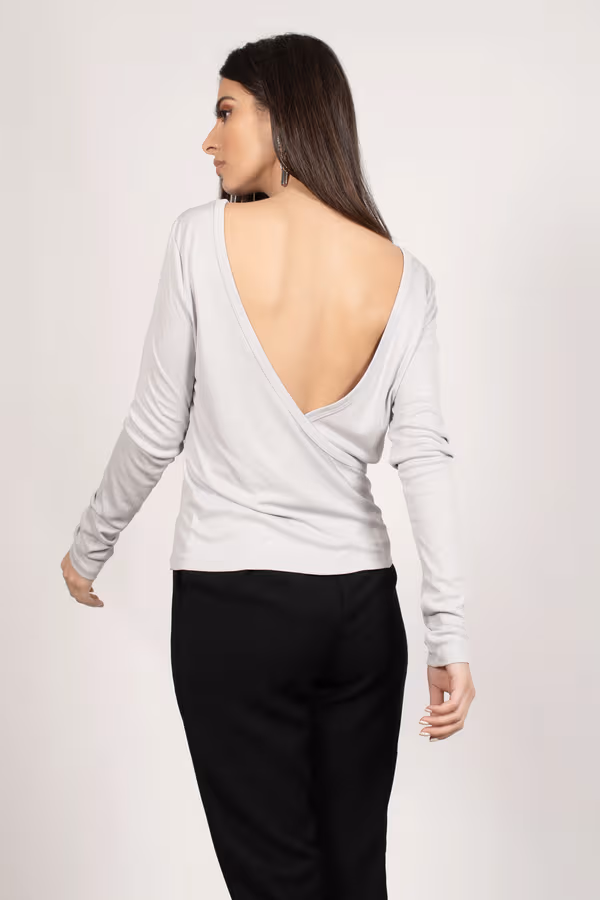 Baylee Open Back Top - Light Grey