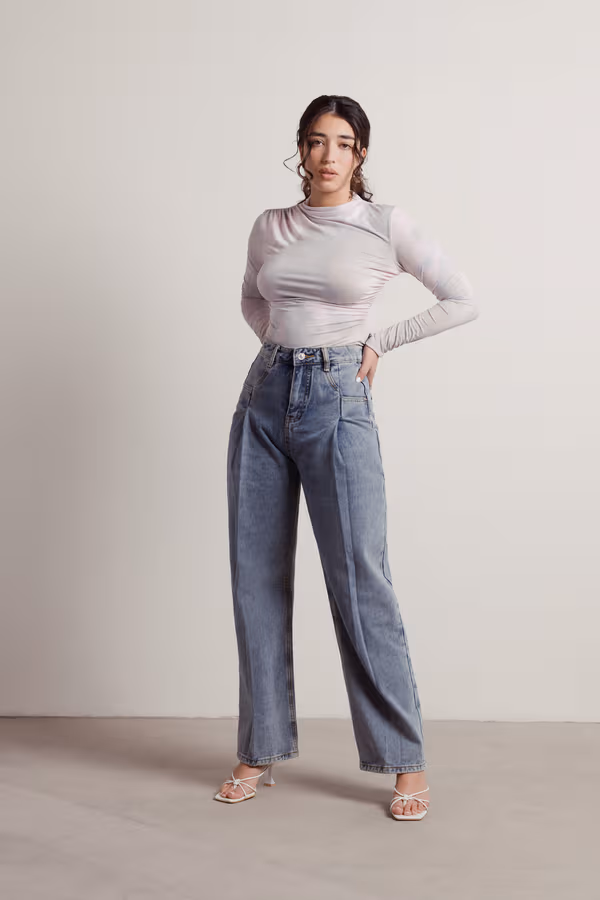 Ember Long Sleeve Bodysuit - Pink-Grey