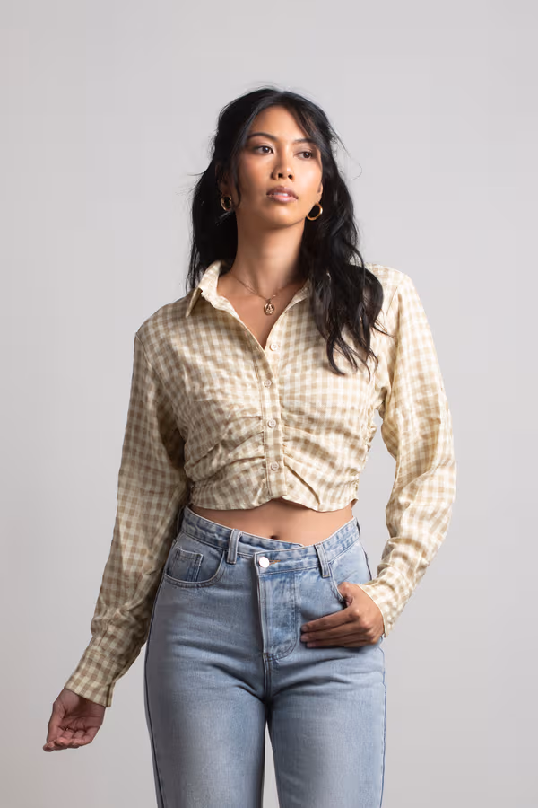 When You Knew Crop Top - Pale Khaki