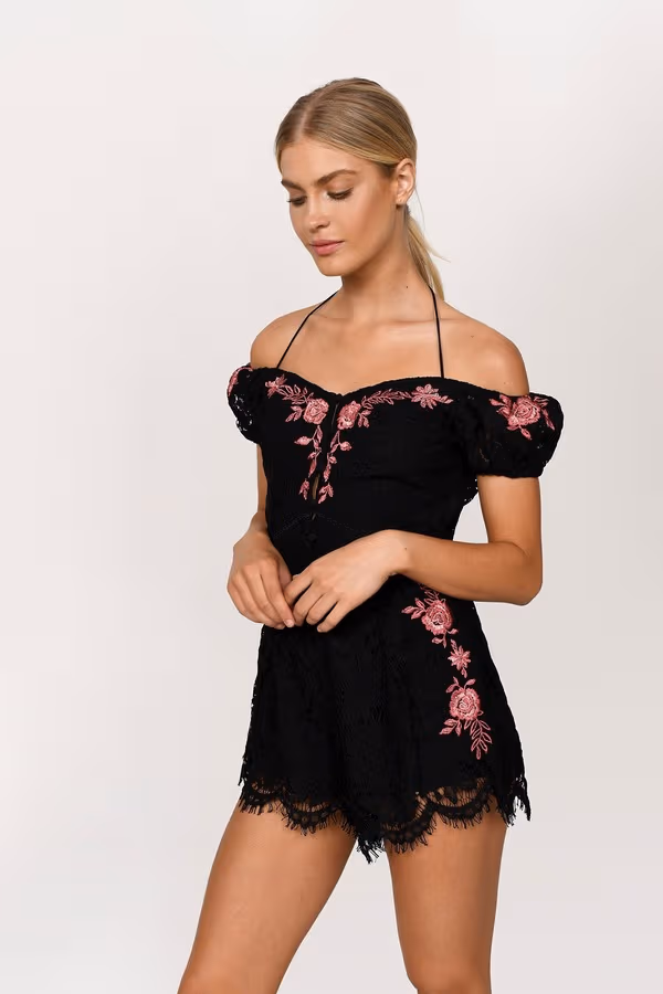 Bela Off The Shoulder Romper - Black