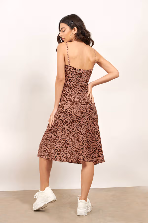 Give Me More Leopard Print Cami Midi Dress - Patterns on pink base