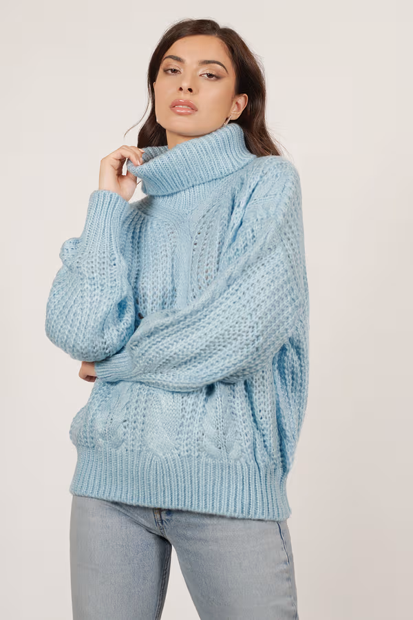 Cold Waters Turtleneck Sweater - Light Blue