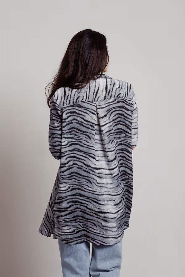 Kimora Tiger Print Shirt - Grey