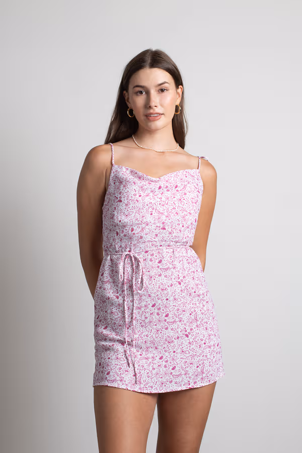 Billie Boy Floral A-Line Mini Dress - Magenta