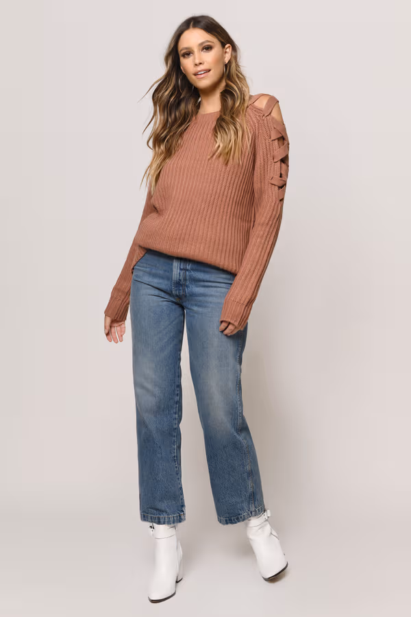 Vana Cold Shoulder Sweater - Blush