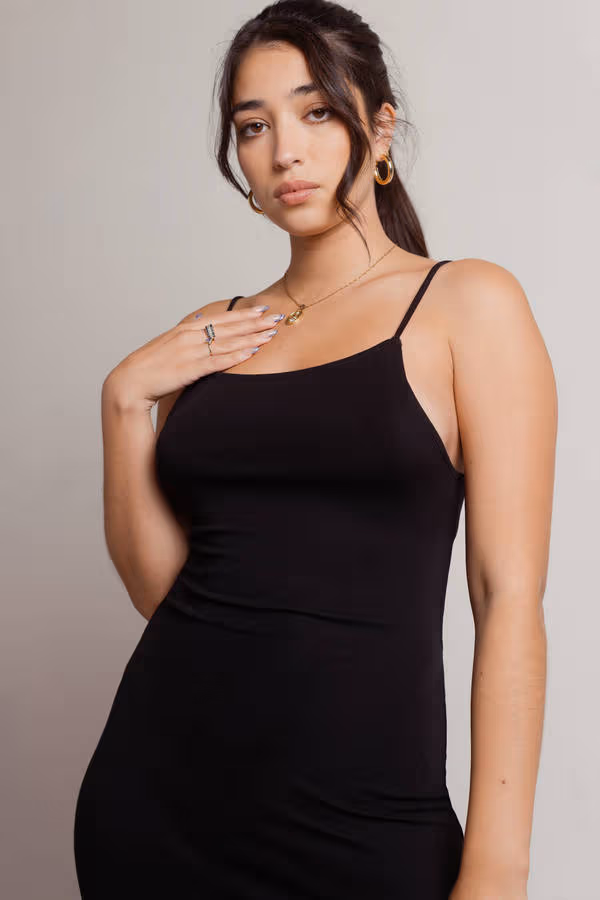 Stacie Open Back Slit Midi Dress - Black