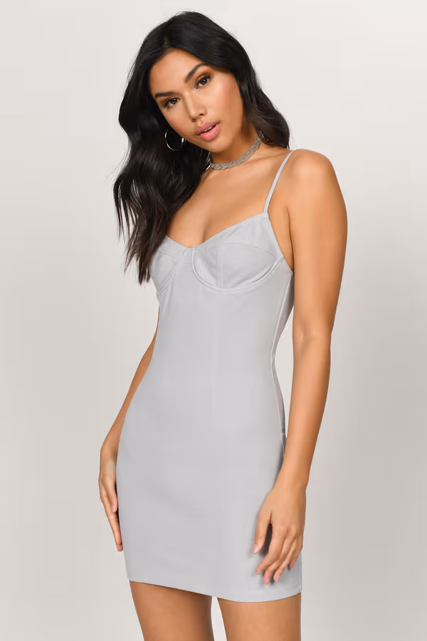 Pull It Together Bustier Bodycon Mini Dress - Grey