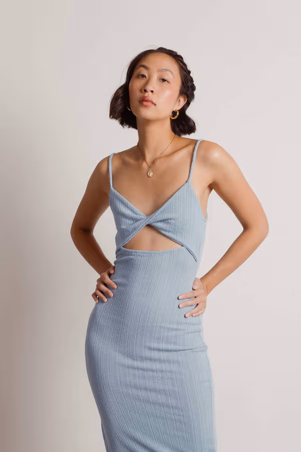 Over There Ribbed Cutout Midi Dress - Terracotta