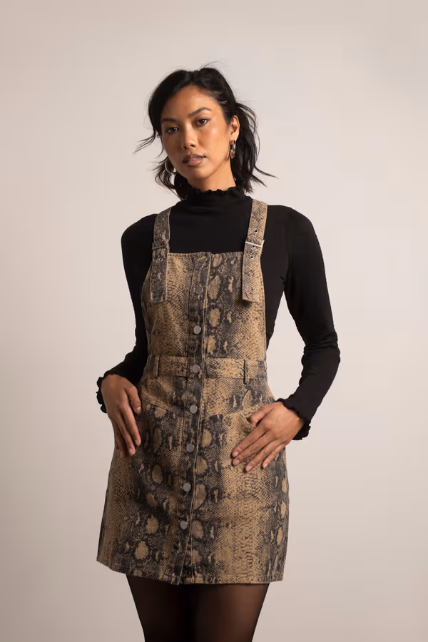 Chill Day Snake Print Denim Mini Dress - Multi