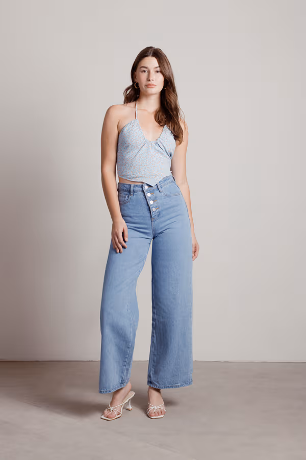 Talk About It Crop Top - Blue