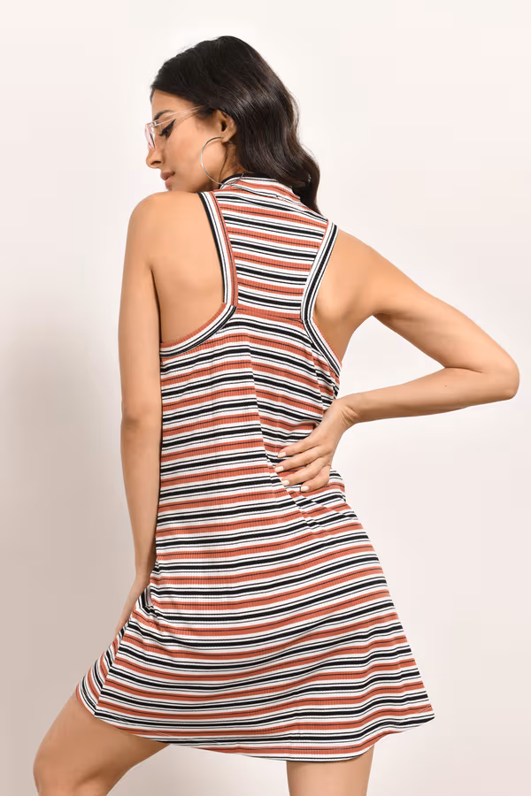 Stuck On You Stripe Shift Mini Dress - Multi