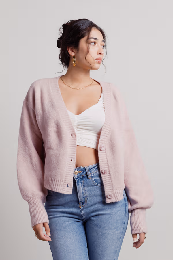 Keep Me Company Sweater Cardigan - Rose