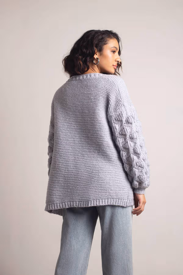 Ophelia Sweater Cardigan - Light Grey