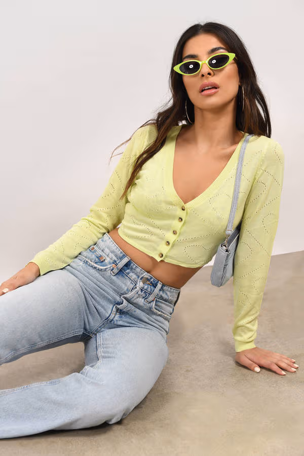 Hearts Align Crop Top - Lime