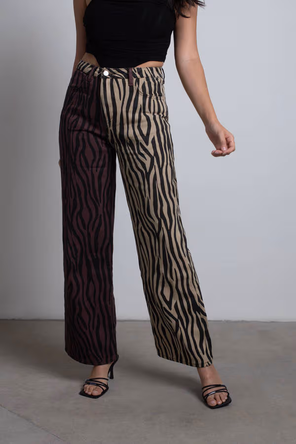 Night Drive Straight Leg Pants - Brown Tan Multi