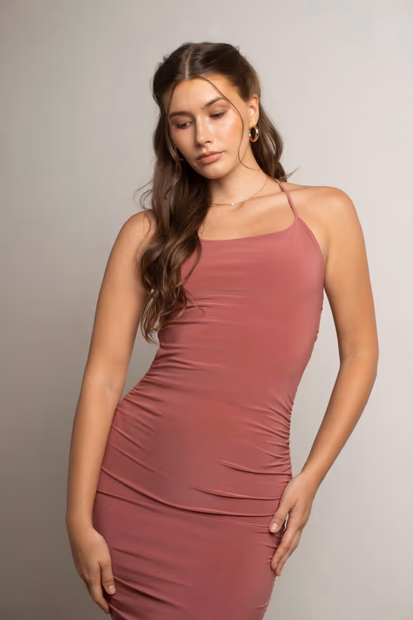 Vicki Ruched Open Back Mini Dress - Teal