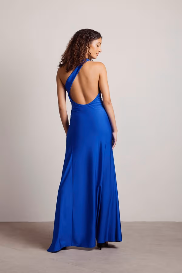 Nights Like This Open Back High Slit Maxi Dress - Red