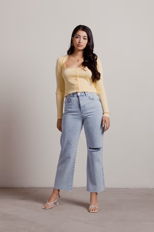 Helaire Lace Trim Top - Yellow