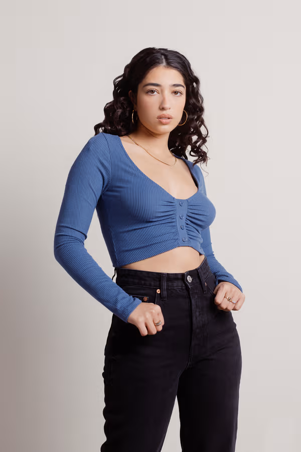 Aiden Crop Top - Slate Blue