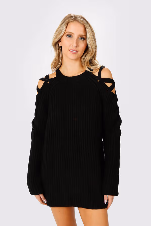 Miracle Lace Up Sweater Mini Dress - Mauve