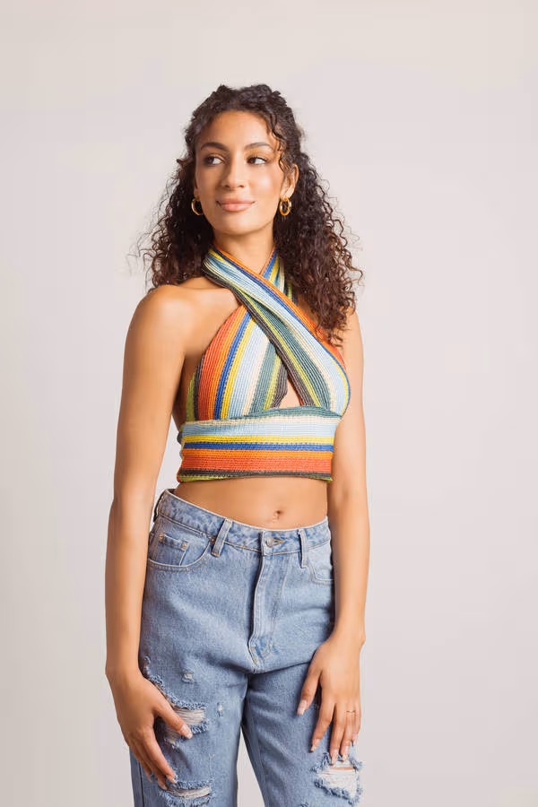 Tropical Weather Crop Top - Pastel Multi