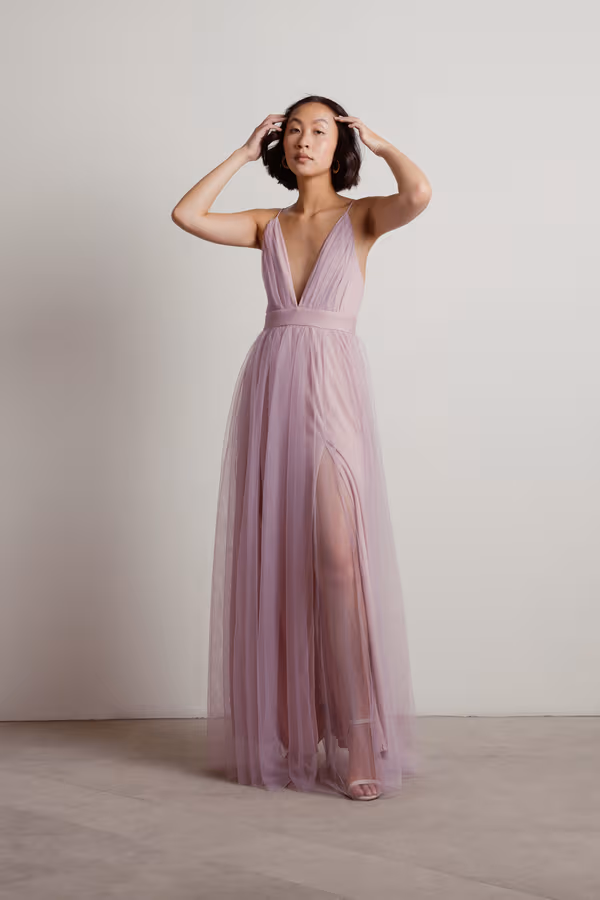 Slay The Night Deep V Double High Slit Maxi Dress - Black