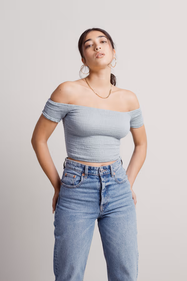 Erin Crop Top - Light Blue