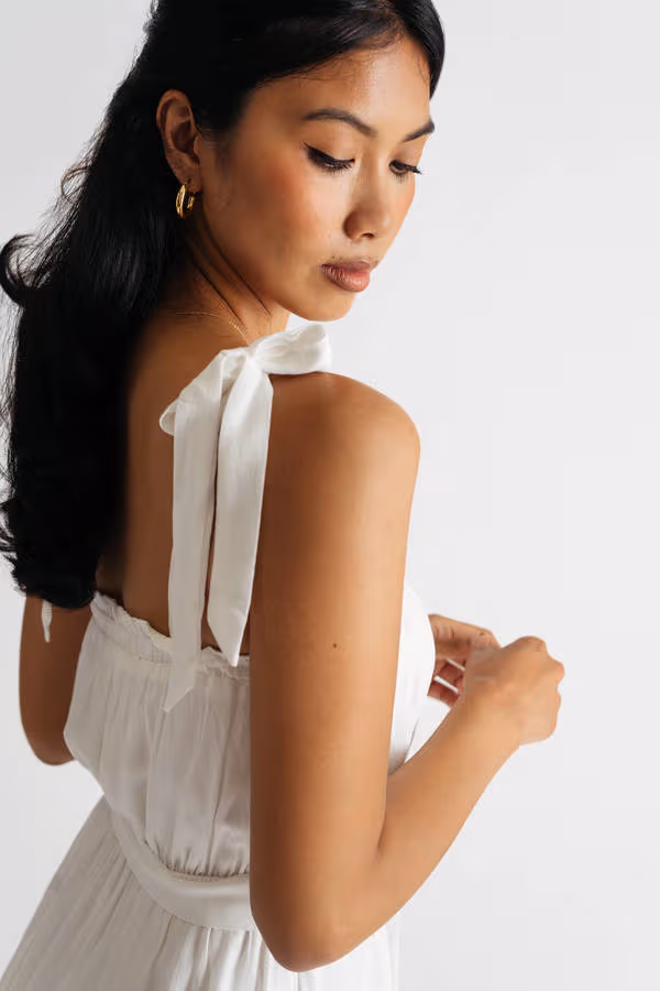 Asher Tie Strap Skater Mini Dress - White