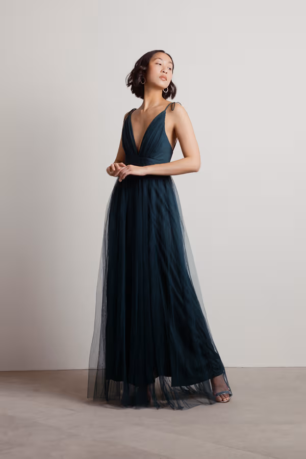 Slay The Night Deep V Double High Slit Maxi Dress - Black