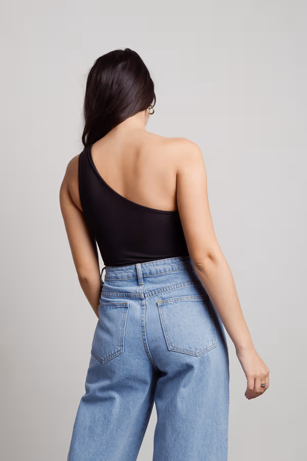 Izabella One Shoulder Bodysuit - Black