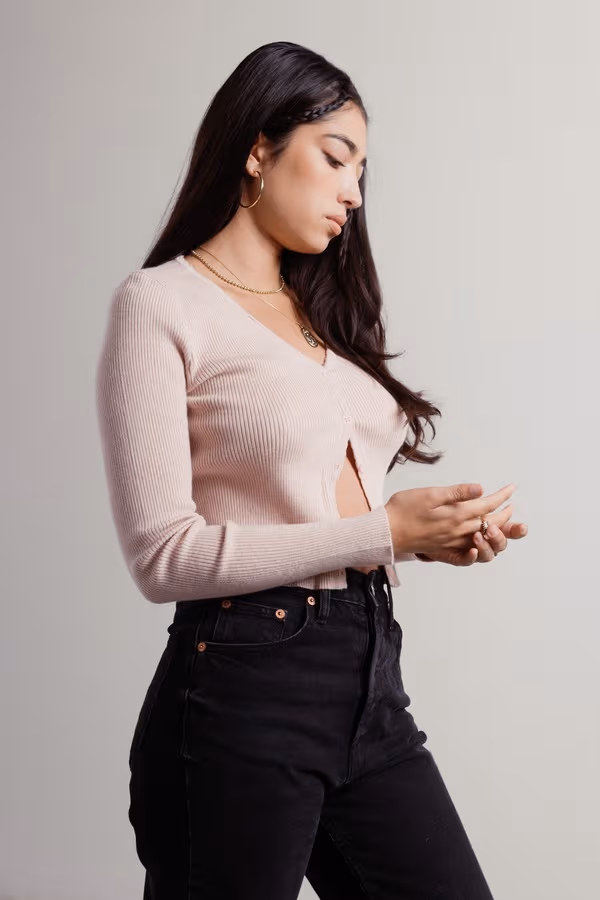 Skye Crop Cardigan - Powder Pink