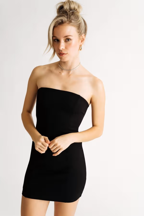 Glamorous Night Strapless Open Back Mini Dress - Black