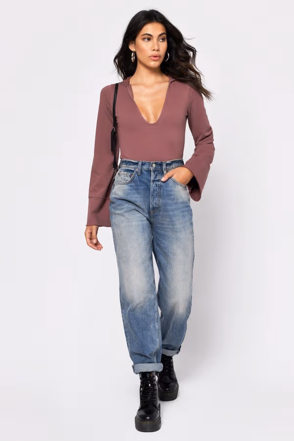 Ashlyn Plunging Bodysuit - Black Acid