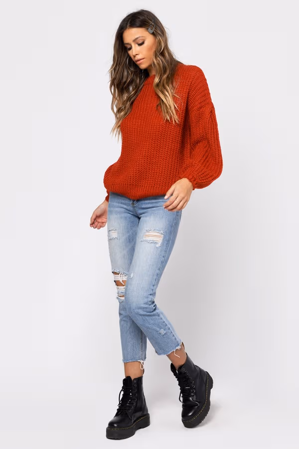 Drop It Knit Sweater - Orange