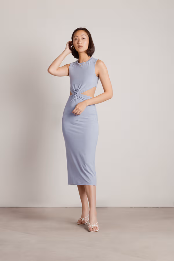 Call Me Up Cutout Bodycon Midi Dress - Coral