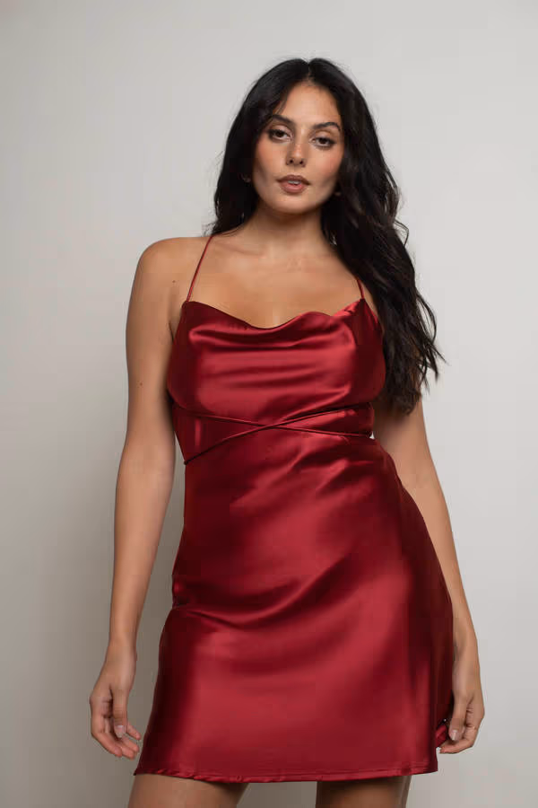 Light Up The Night Satin Cross Back Mini Dress - Off White