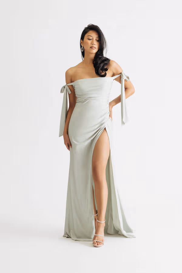 Romantics Sage Tie Strap High Slit Maxi Dress