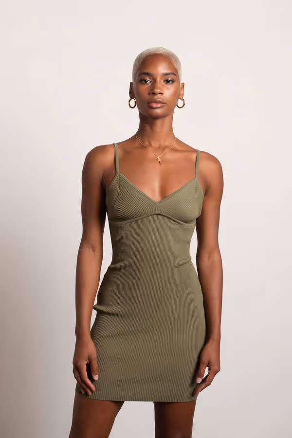 Kourtney Ribbed Bustier Mini Dress - Green