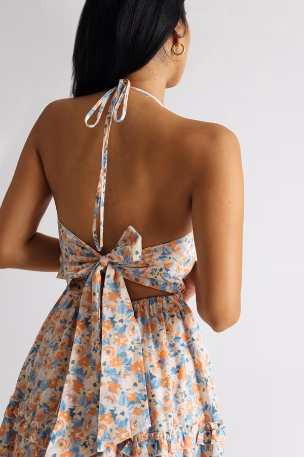 Christine Floral Skater Mini Dress - White Multi