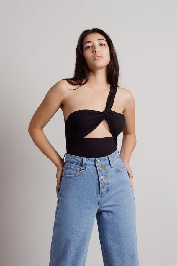 Izabella One Shoulder Bodysuit - Black