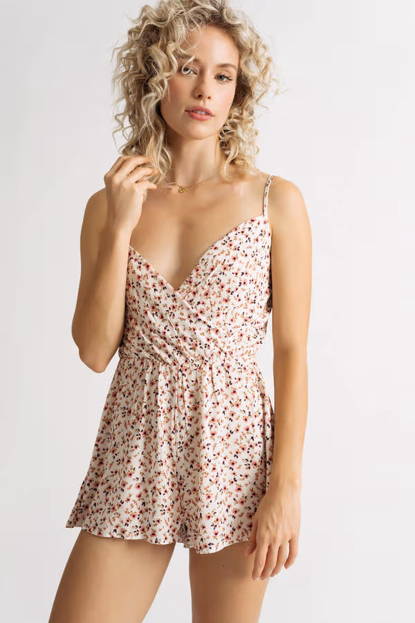 Breath of Spring Floral Romper - White Multi