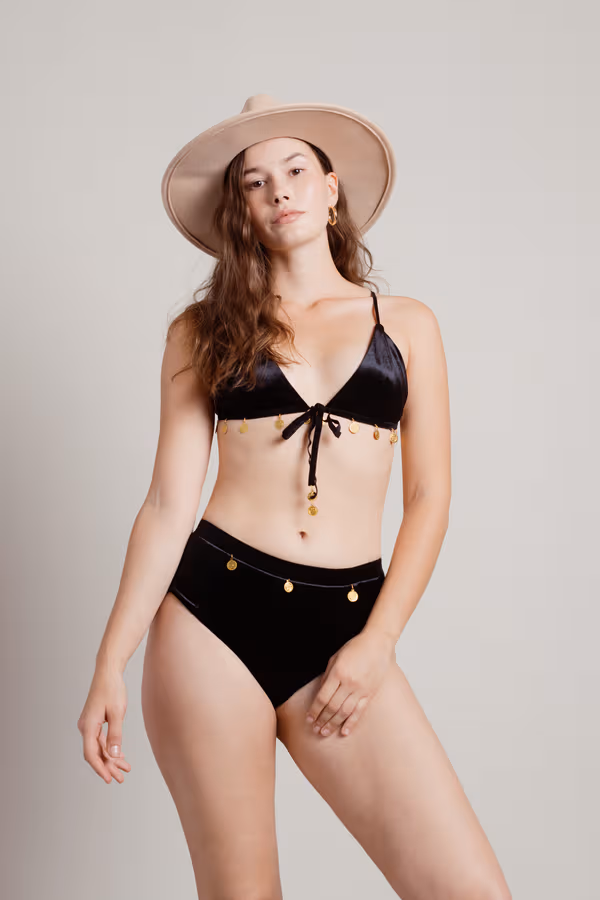 Gypsea Toned Velvet Bikini Set - Black
