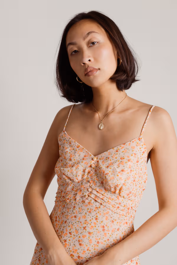 Feeling So Pretty Floral A-line Mini Dress - Peach