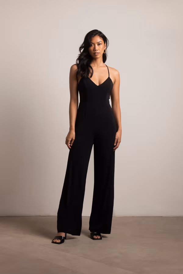 Late Night Cross Back Jumpsuit - Black