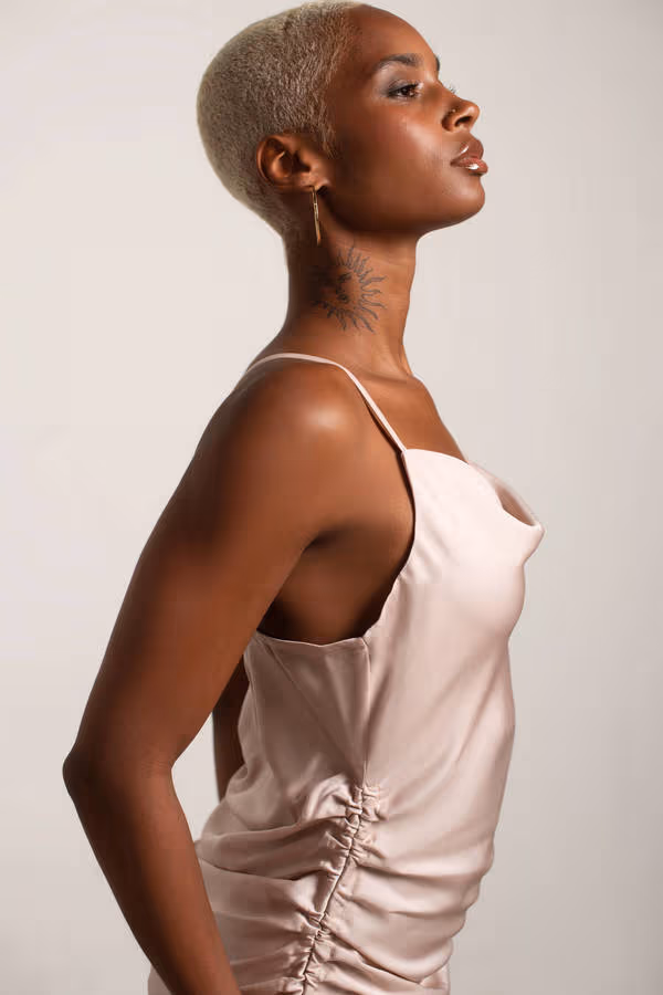 All In Time Satin Cowl Neck Mini Dress - Hunter Green